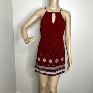 Tobi Red Boho Print Shift Mini Dress